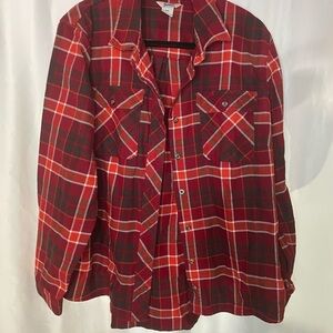 Duluth Trading Co Red Plaid Flannel Button-Down Shirt